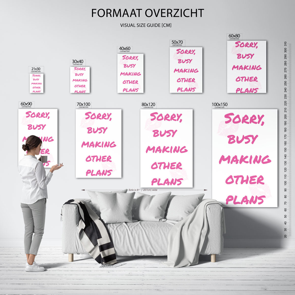 Sorry busy making other plans – staande muurposter in Pop Art stijl