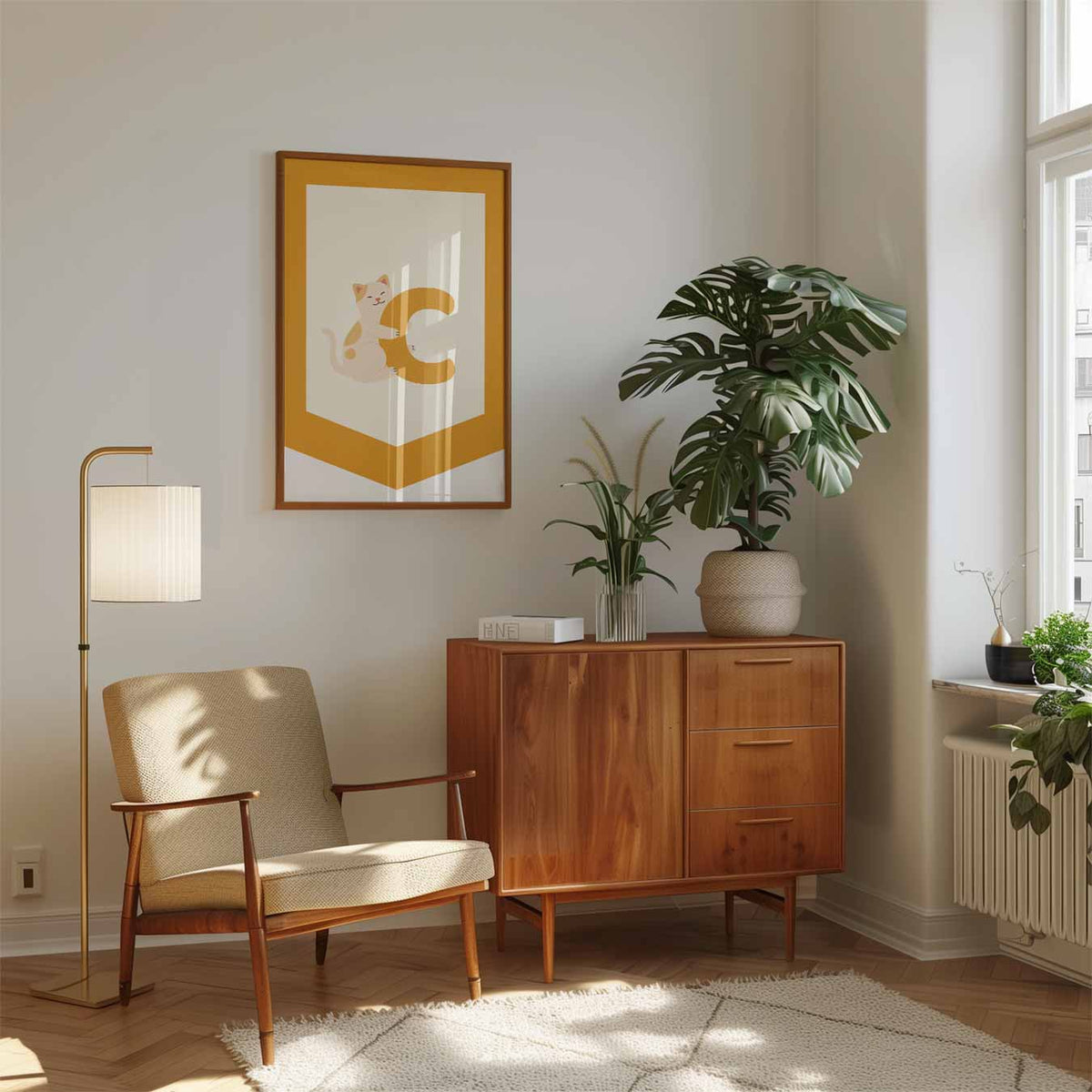 Kattenliefde Alfabet – speelse wandkunst als portret kinderposter