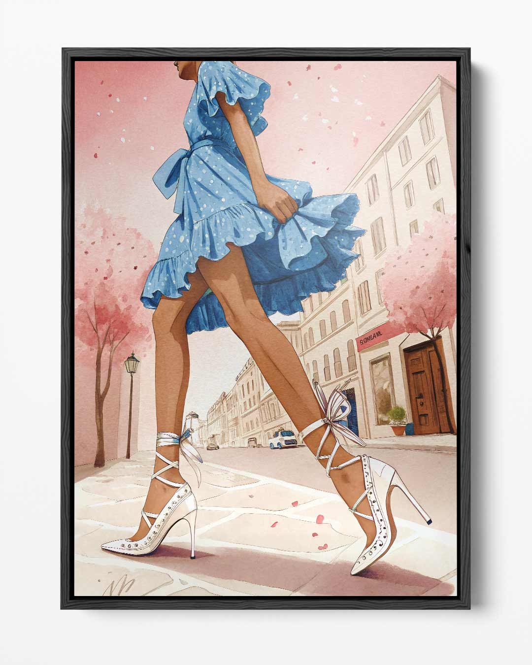 Zomerse Wandeling in de Stad – portret kunstwerk als wanddecoratie