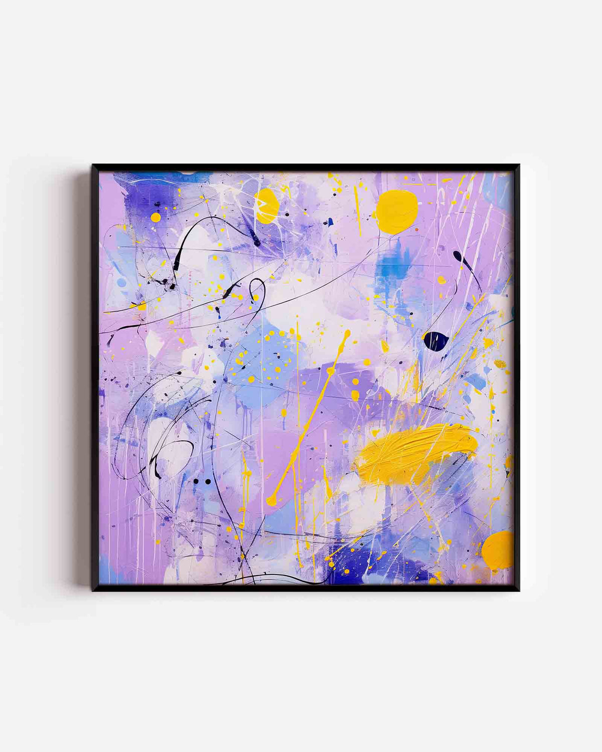 Abstracte paarse en gele – vierkante kinderposter als wanddecoratie
