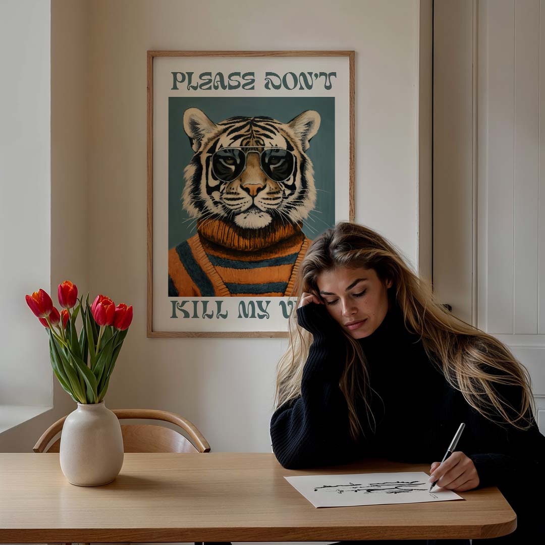 Stoere Tijger – staande muurposter met dierenthema