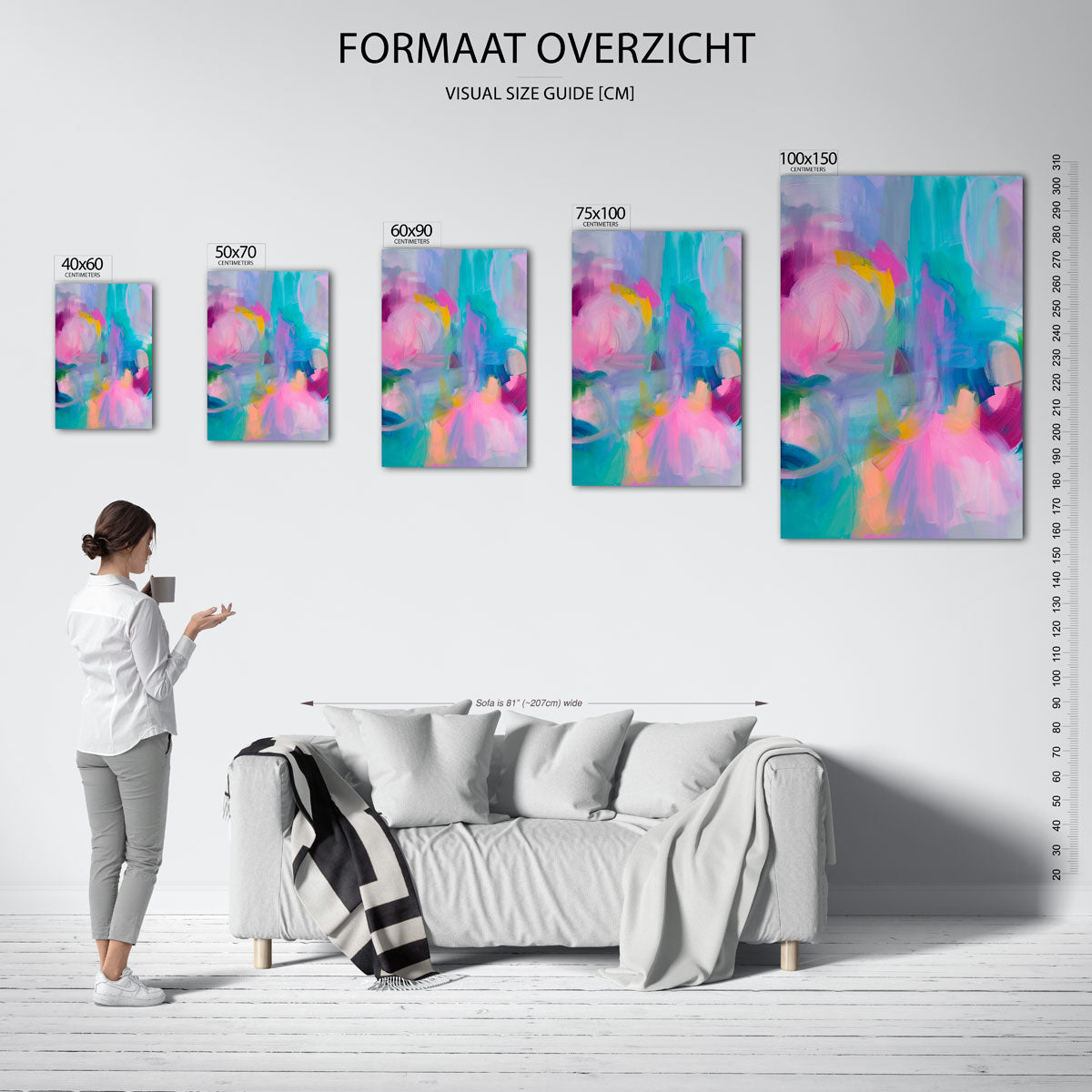 Kleurrijke vormen – staand wanddecoratie kunstwerk