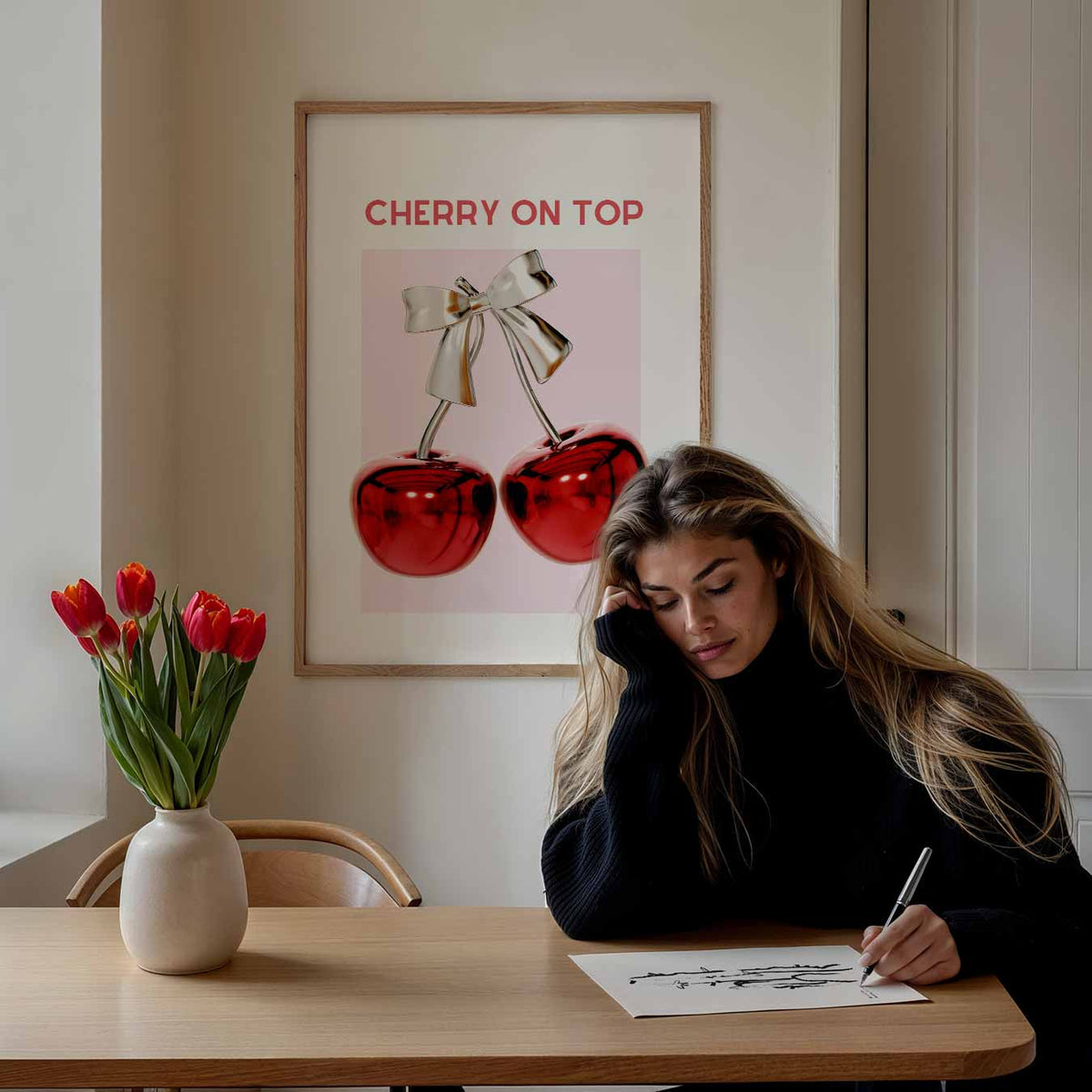 Cherry on Top – staande muurposter met zomerse uitstraling