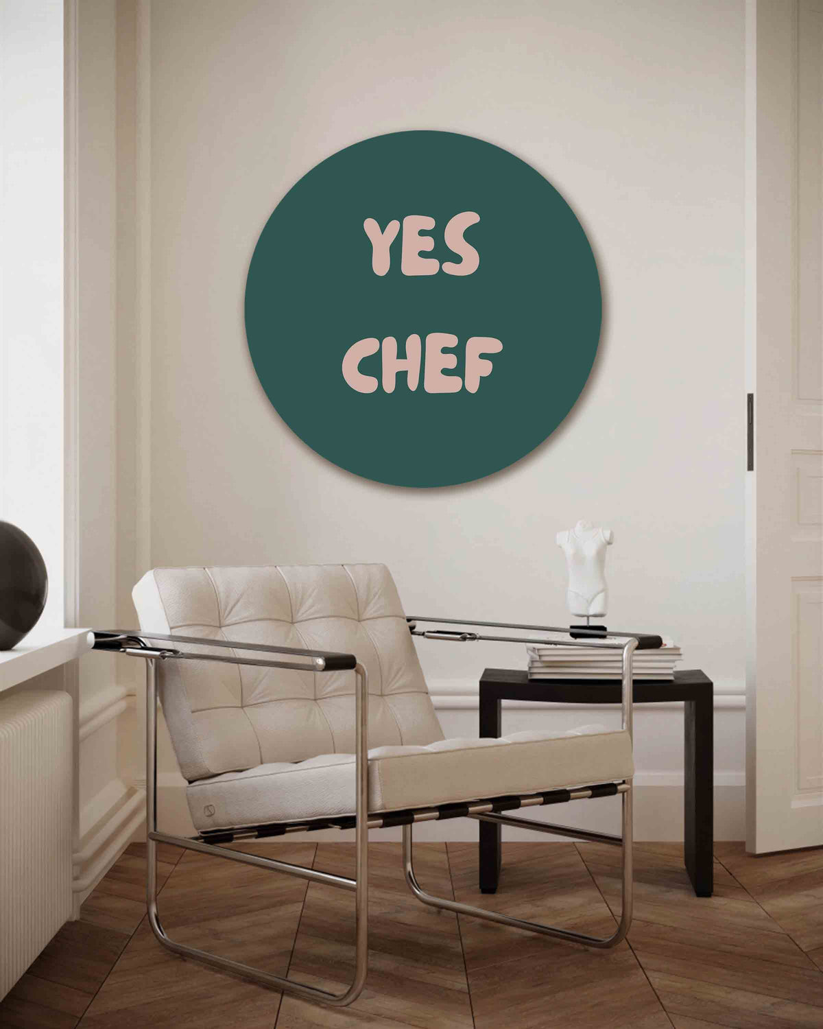 Yes chef – Pop Art muurcirkel als ronde wanddecoratie