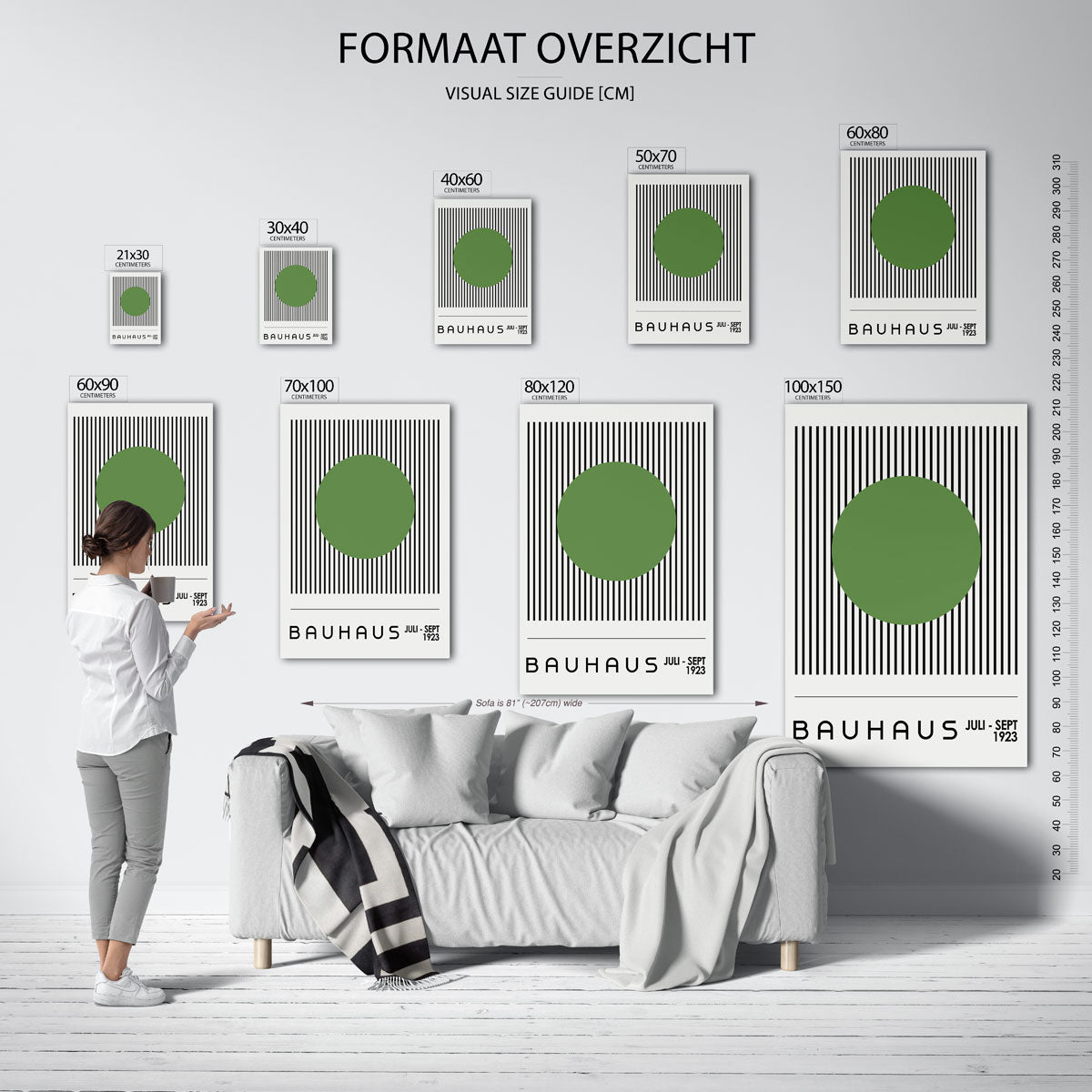 Lijnen en cirkel – geometrische poster in Bauhaus-stijl van WallArtistic