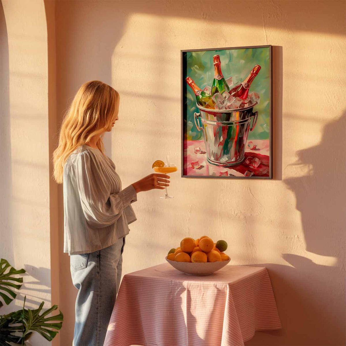 Feestelijke Champagne – keuken poster als sfeervolle staande wanddecoratie