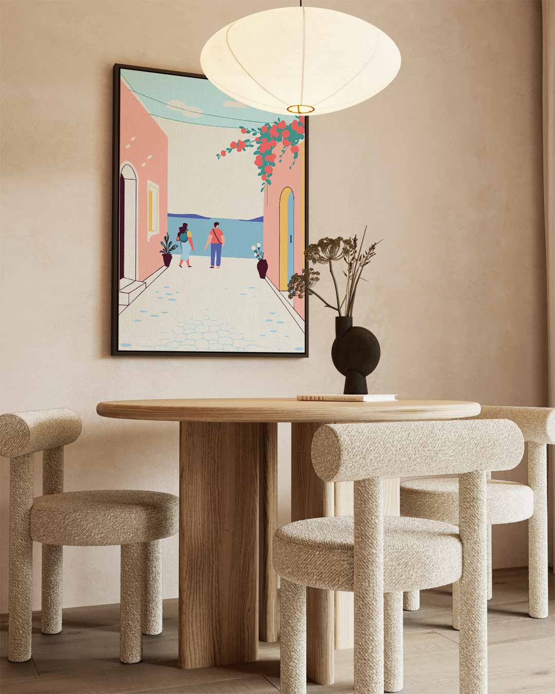 Zomerse Wandeling aan Zee – staand kunstwerk voor modern interieur
