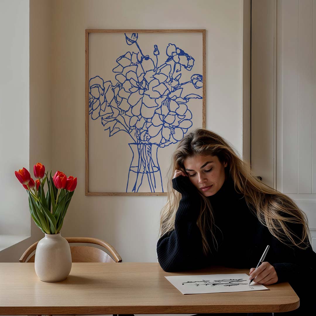 Tijdloze Bloemenvazen – culinaire wandkunst als portret poster