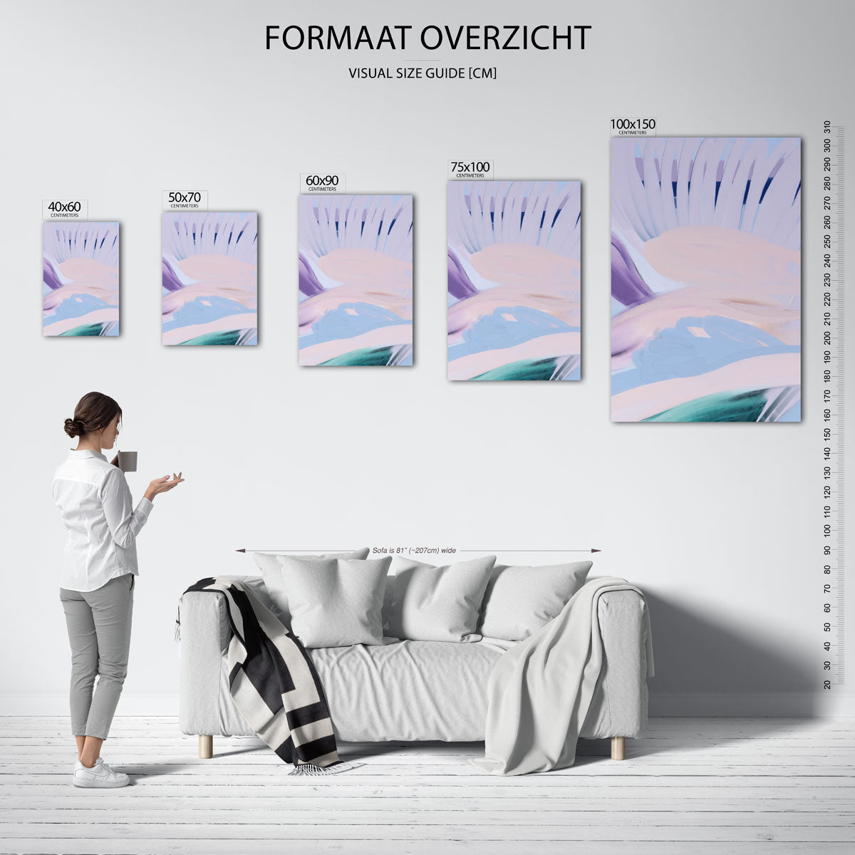 Vloeiende kleurencompositie – staand wanddecoratie kunstwerk