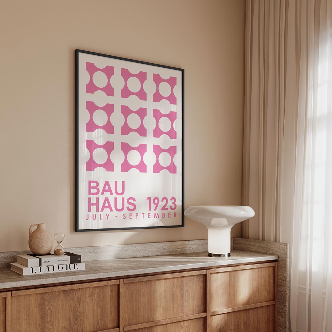 Vormritme en kleur – geometrische Bauhaus poster in staand formaat