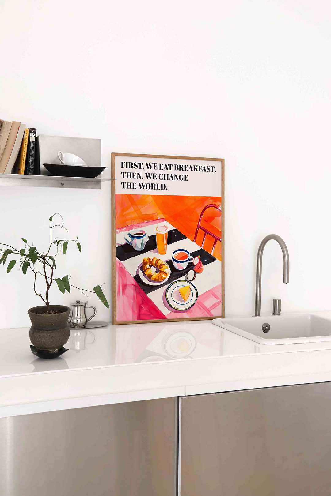 Ontbijttafel met tekst – staande keuken wanddecoratie van WallArtistic
