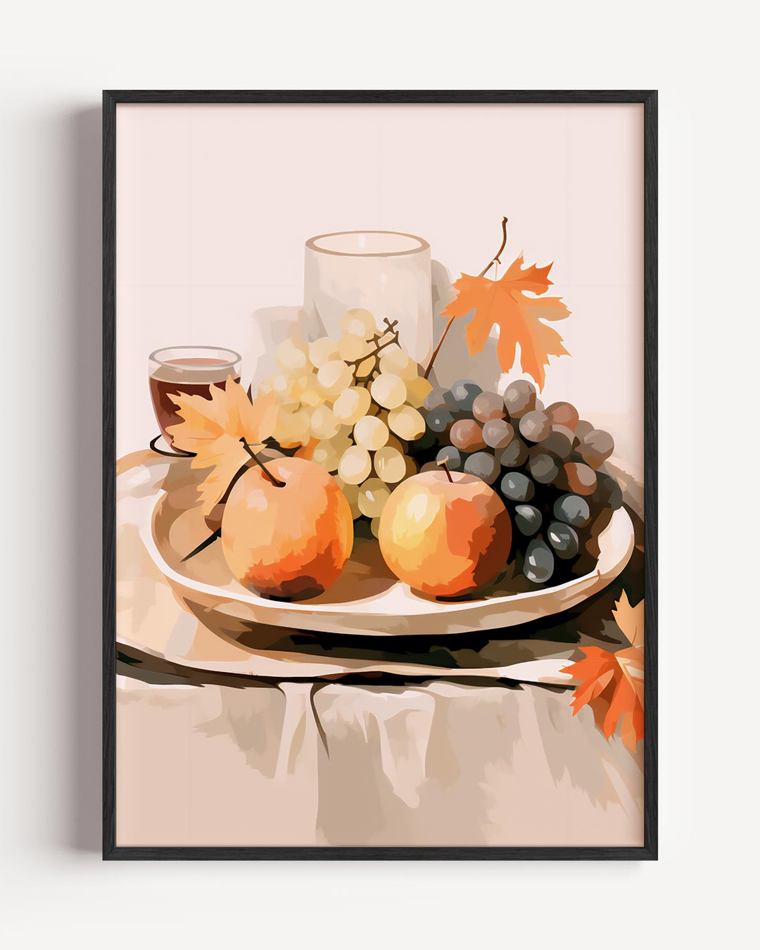 Herfstig Stilleven met Fruit – kleurrijke abstracte portret poster als wanddecoratie