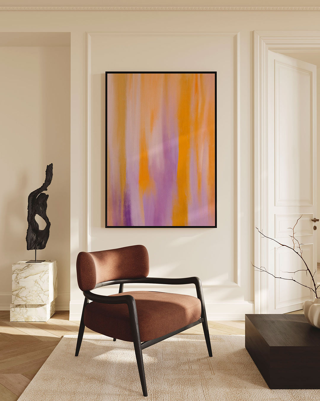 Vloeiende kleurencompositie – staand wanddecoratie kunstwerk