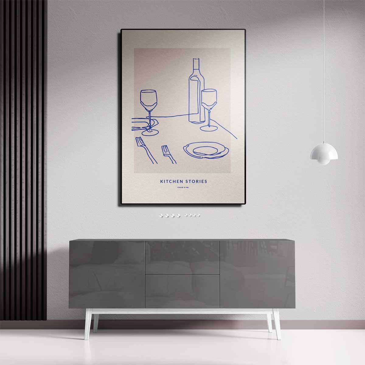 Eenvoudige Tafelscène Illustratie – staande wandkunst voor woonkamer of interieur
