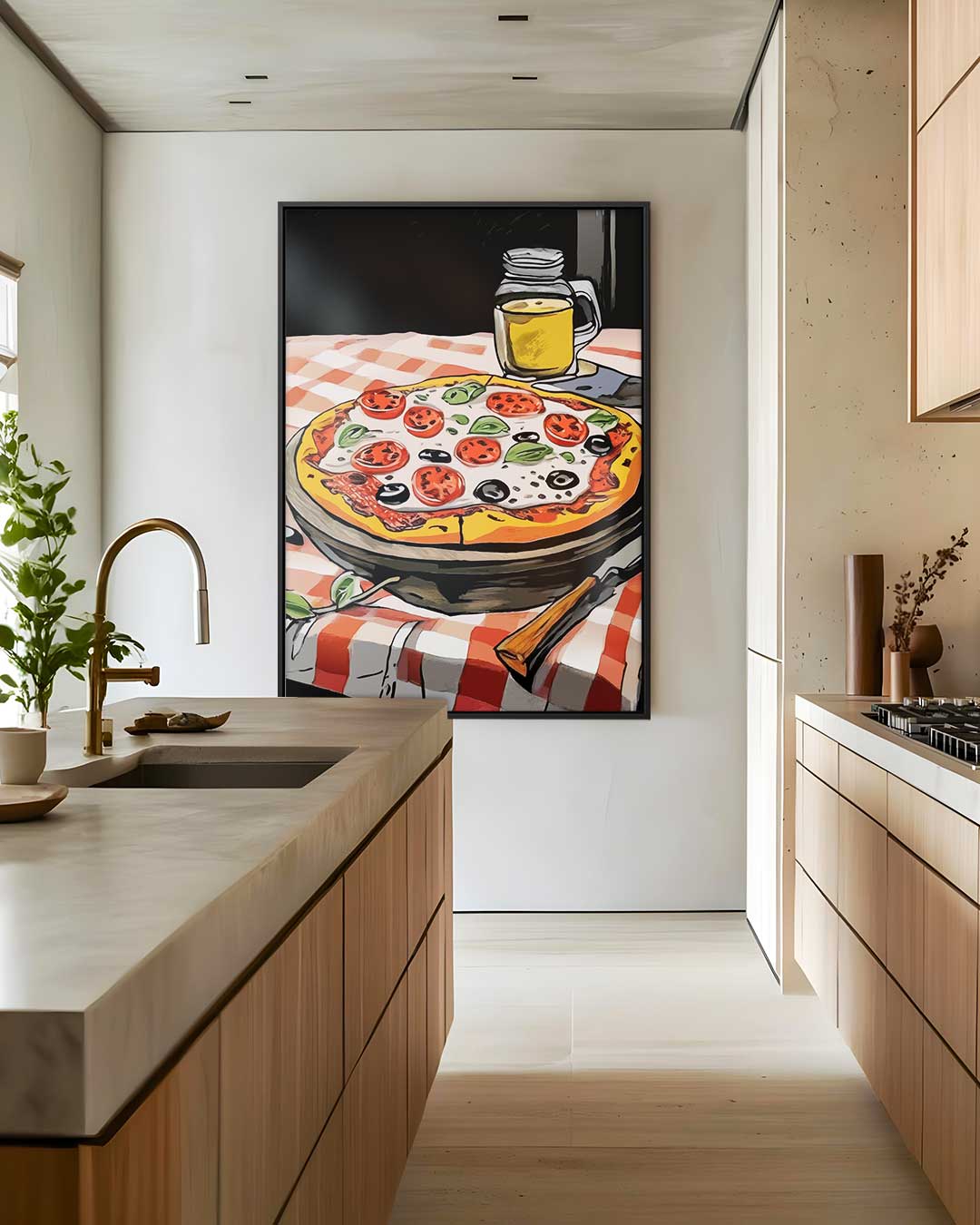 Pizza en Bier Avond – staand kunstwerk voor modern interieur