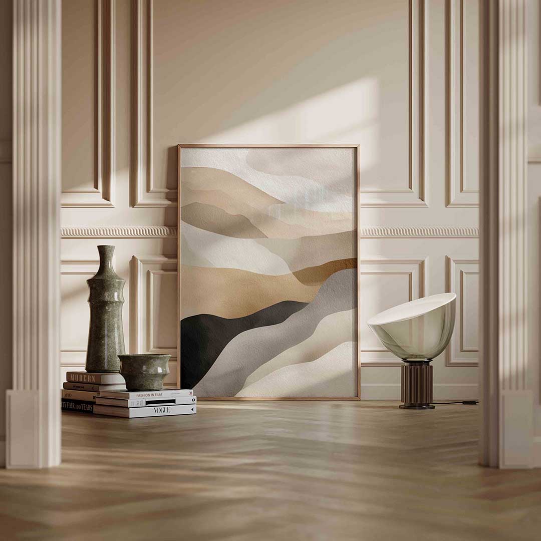 Golvende vormen – staande abstracte wanddecoratie van WallArtistic