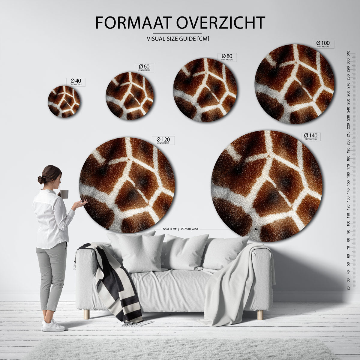 Bruine vlekken – safari wandkunst als moderne muurcirkel