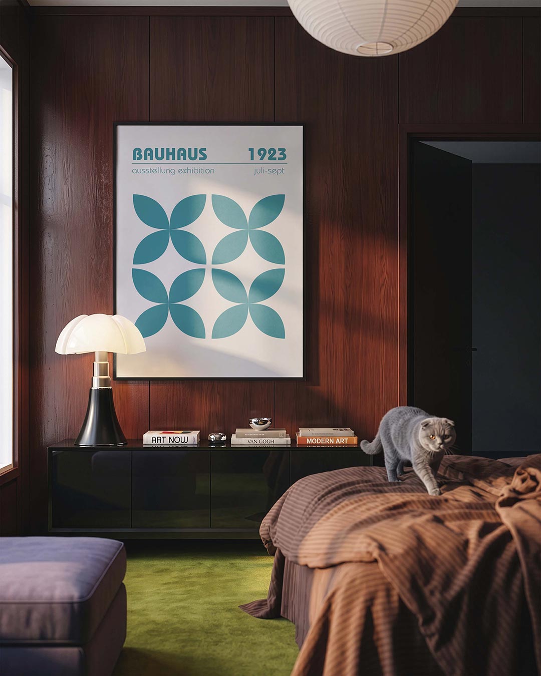 Vormritme bloemmotief – geometrische Bauhaus poster in staand formaat