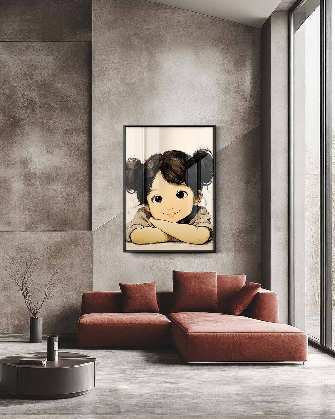 Stralende Kinderblik – staande wandkunst voor woonkamer of interieur