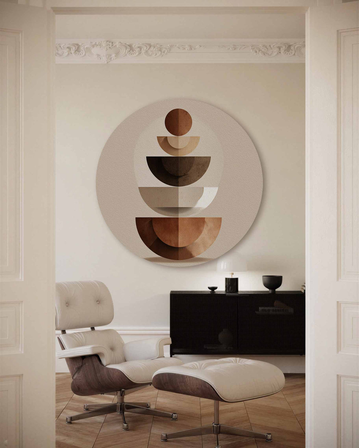 Geometrische vormen – moderne abstracte muurcirkel voor aan de muur