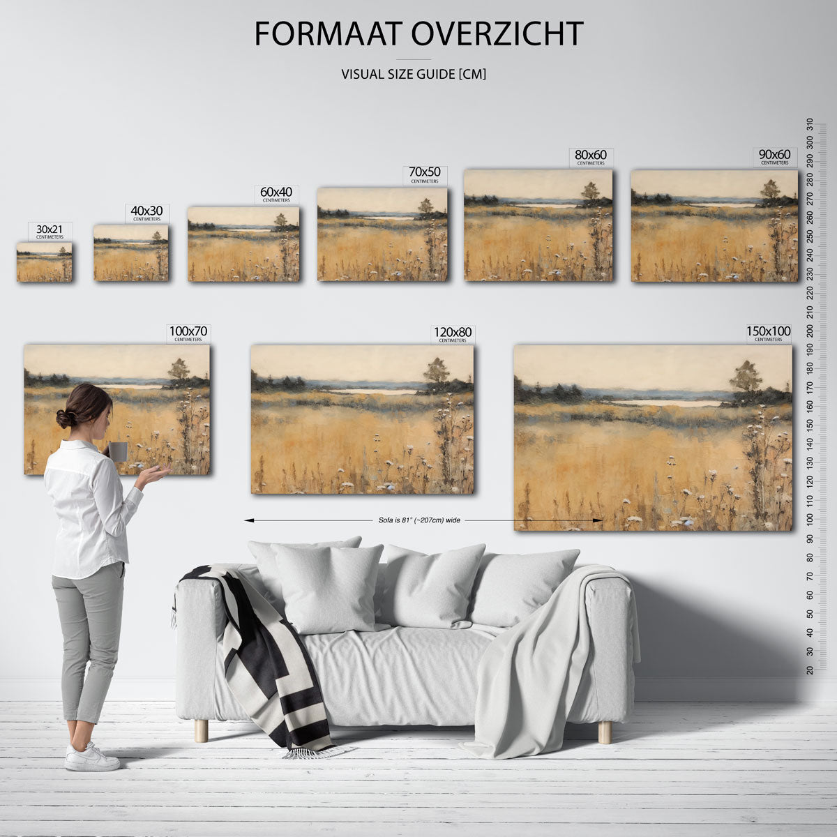 Landschap met bloemen – landscape muurposter met eigentijdse illustratie