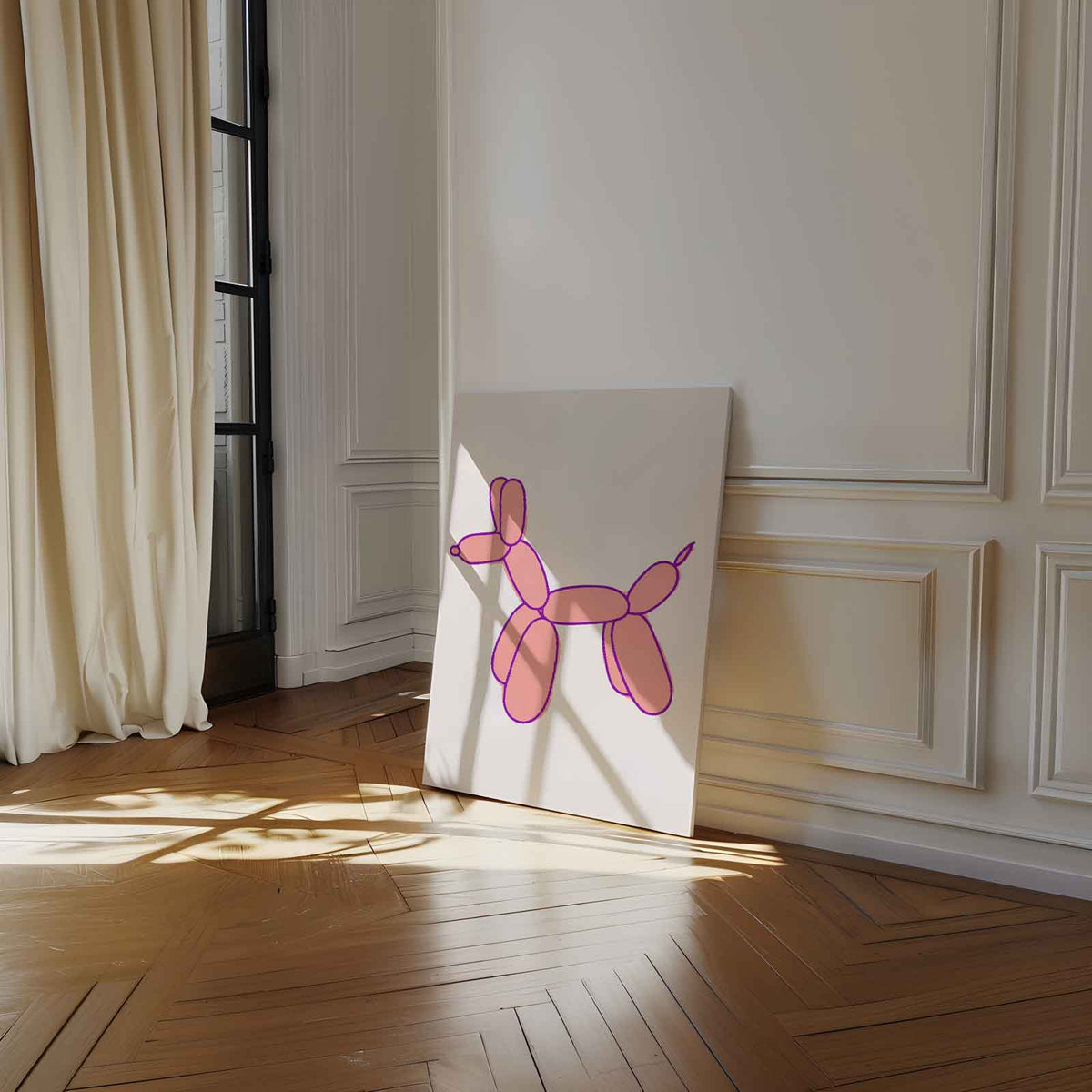 Speelse Ballonhond Illustratie – staand kunstwerk voor modern interieur