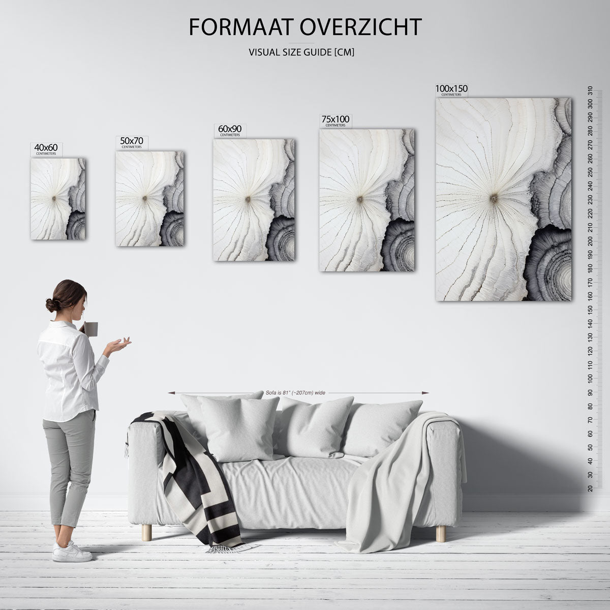 Organische lijnen – staand wanddecoratie kunstwerk