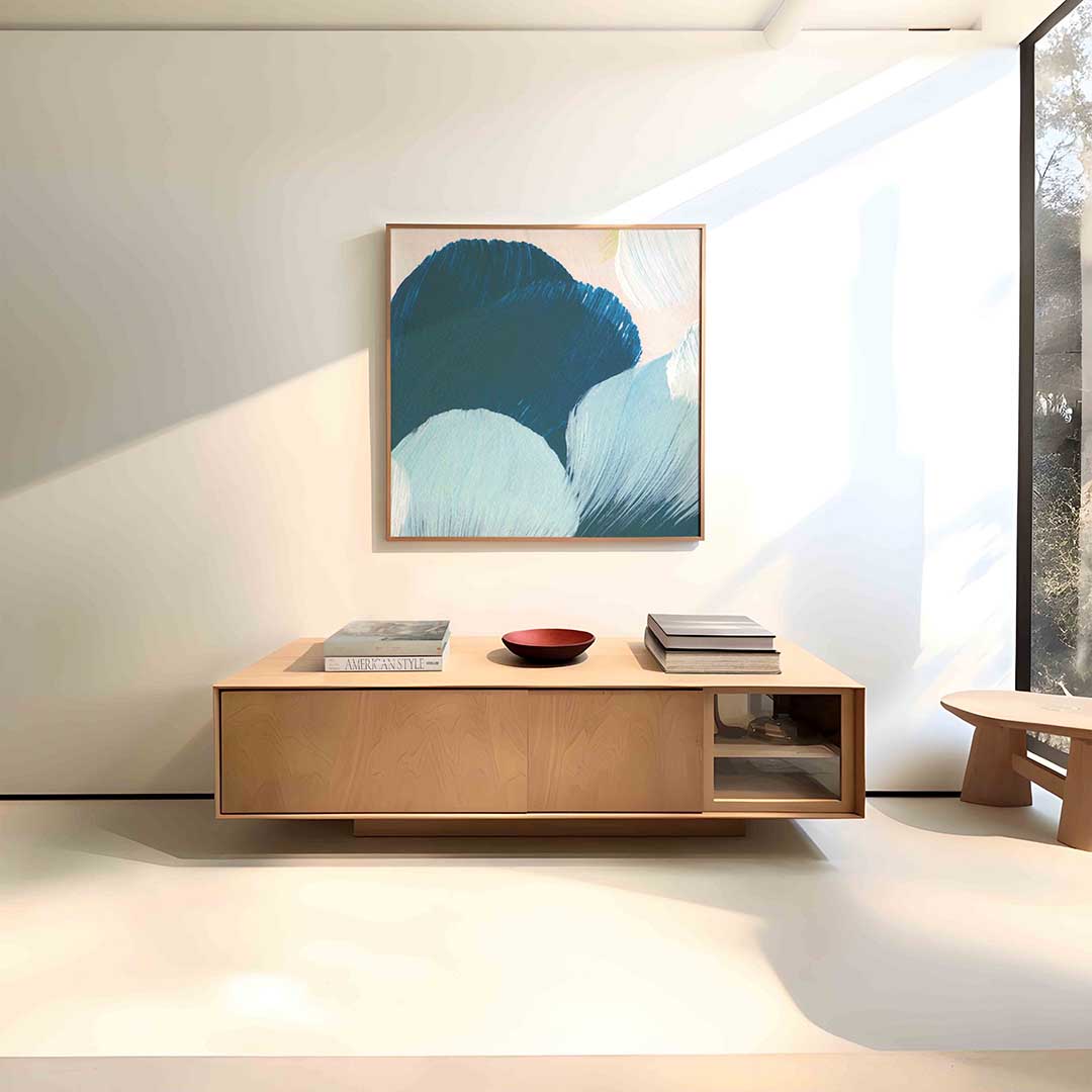 Abstracte penseelstreken – vierkante schilderkunst wanddecoratie van WallArtistic