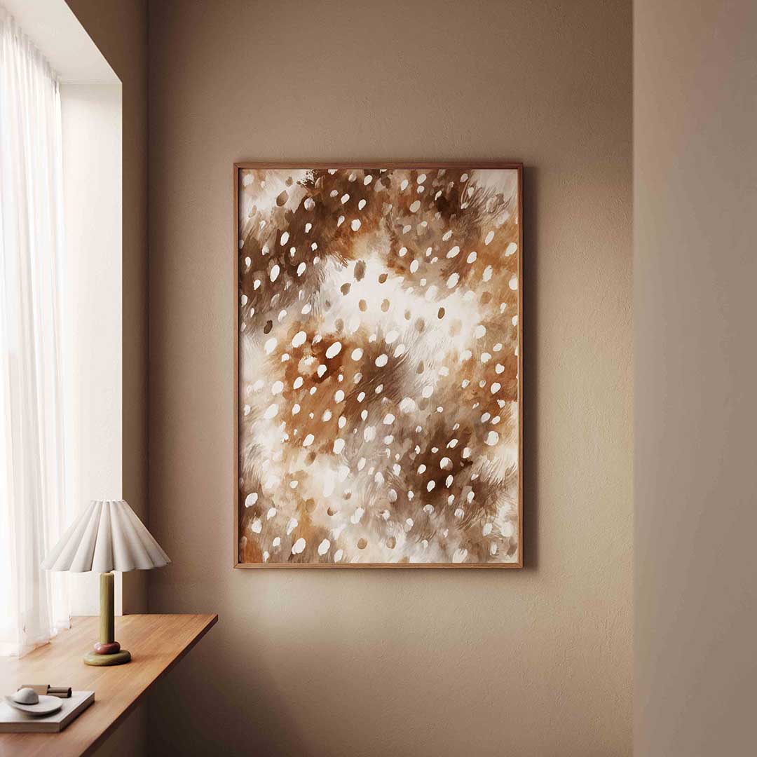Bruine vlekken en stippen – staande safari wanddecoratie van WallArtistic