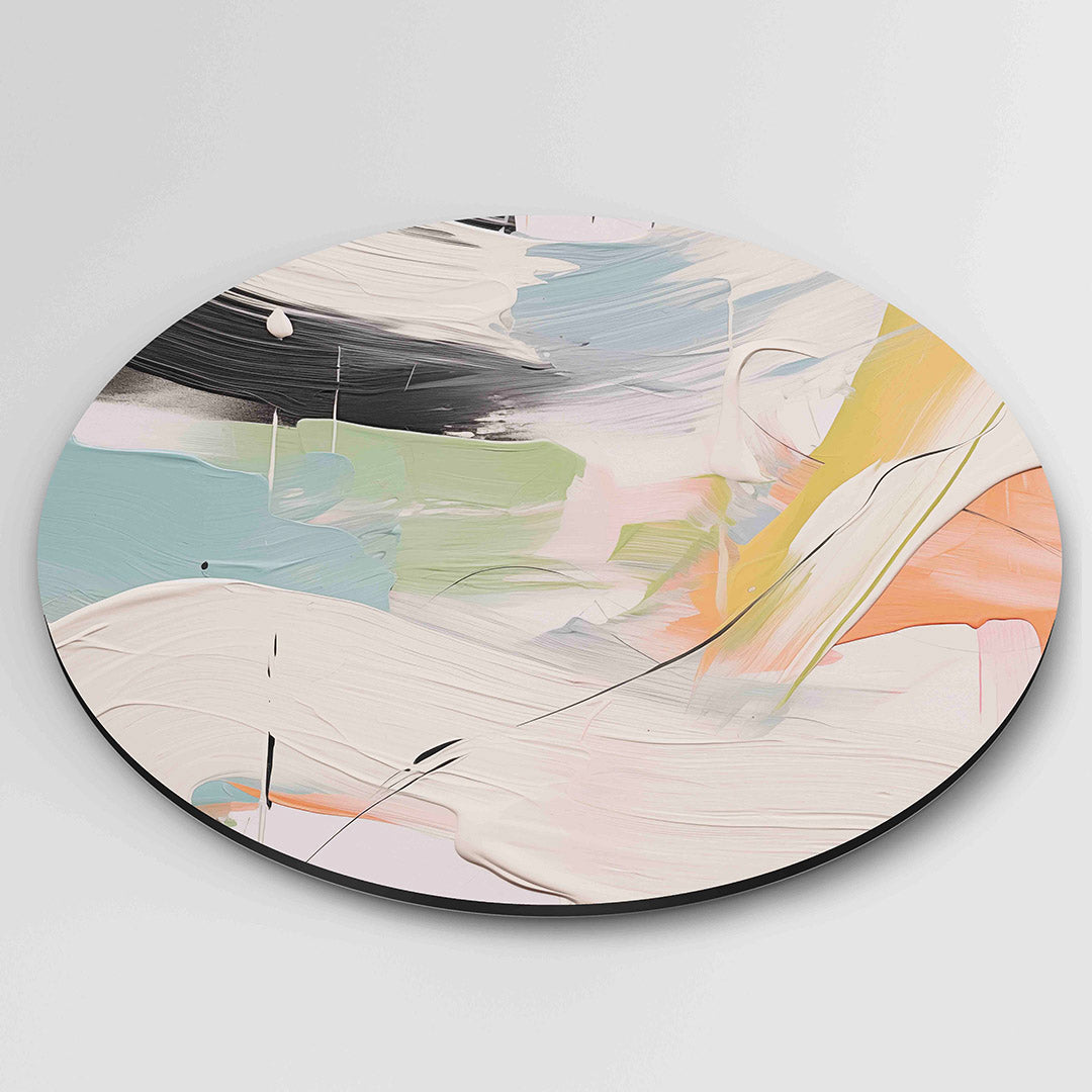 Abstracte penseelstreken – ronde wanddecoratie met abstract ontwerp
