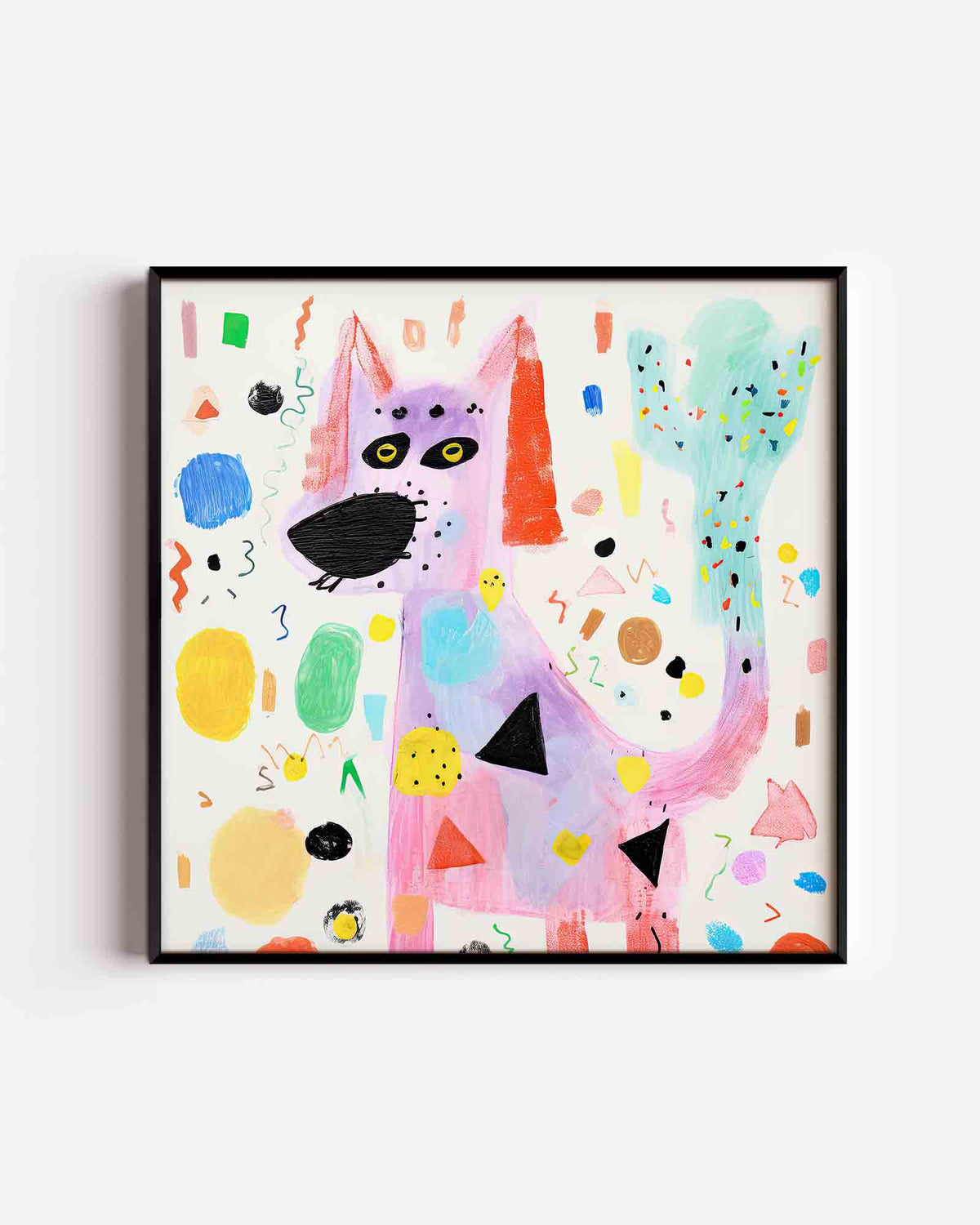 Speelse hond – vierkante kinderposter als wanddecoratie