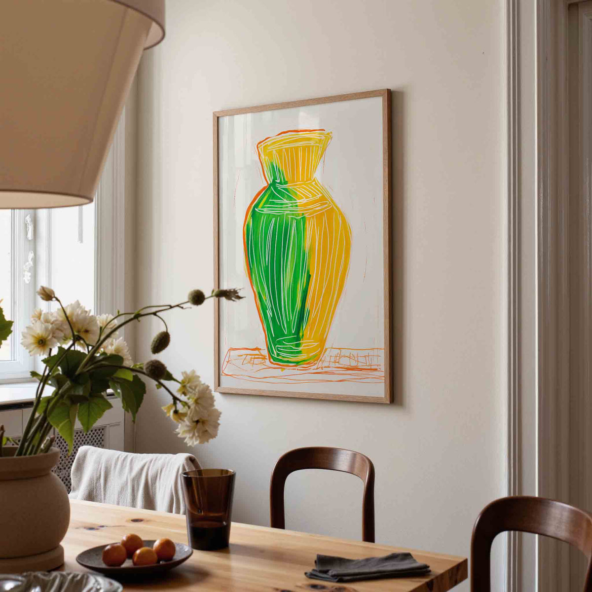 Gekleurde vaas – kunst en design poster in portret formaat