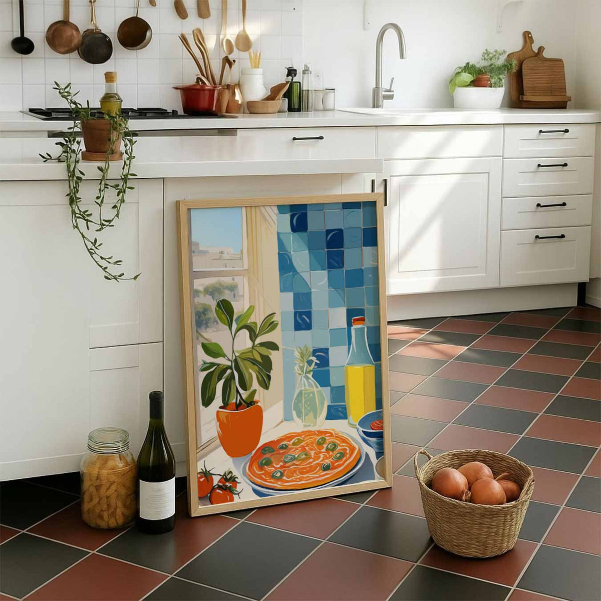 Mediterrane Keuken Charm – staande muurposter voor keuken of eethoek