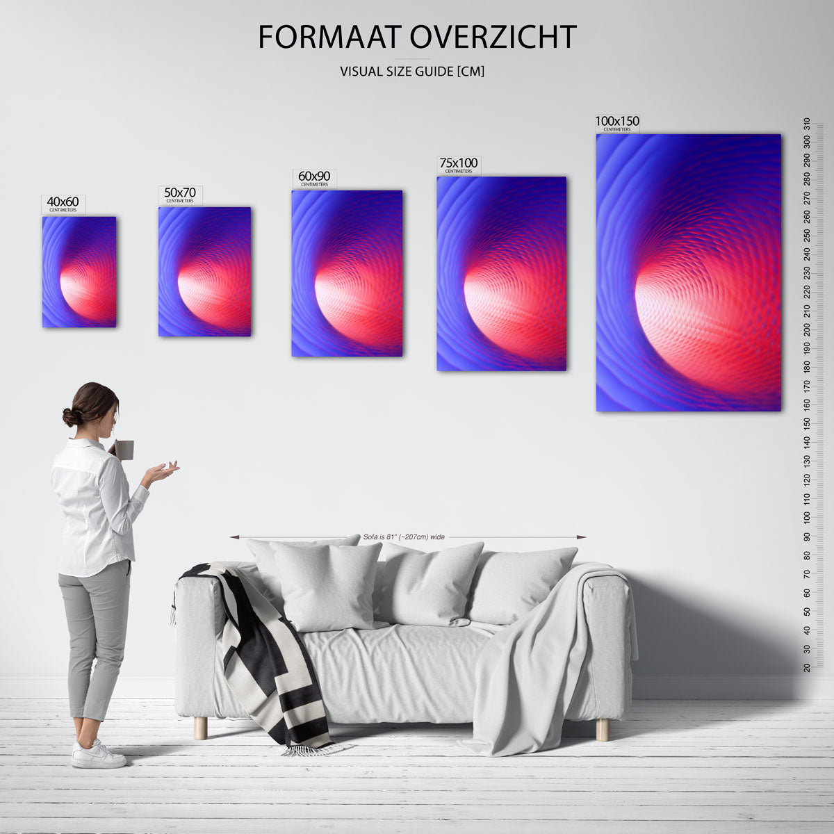 Dynamische kleurpatronen – moderne staande wandkunst