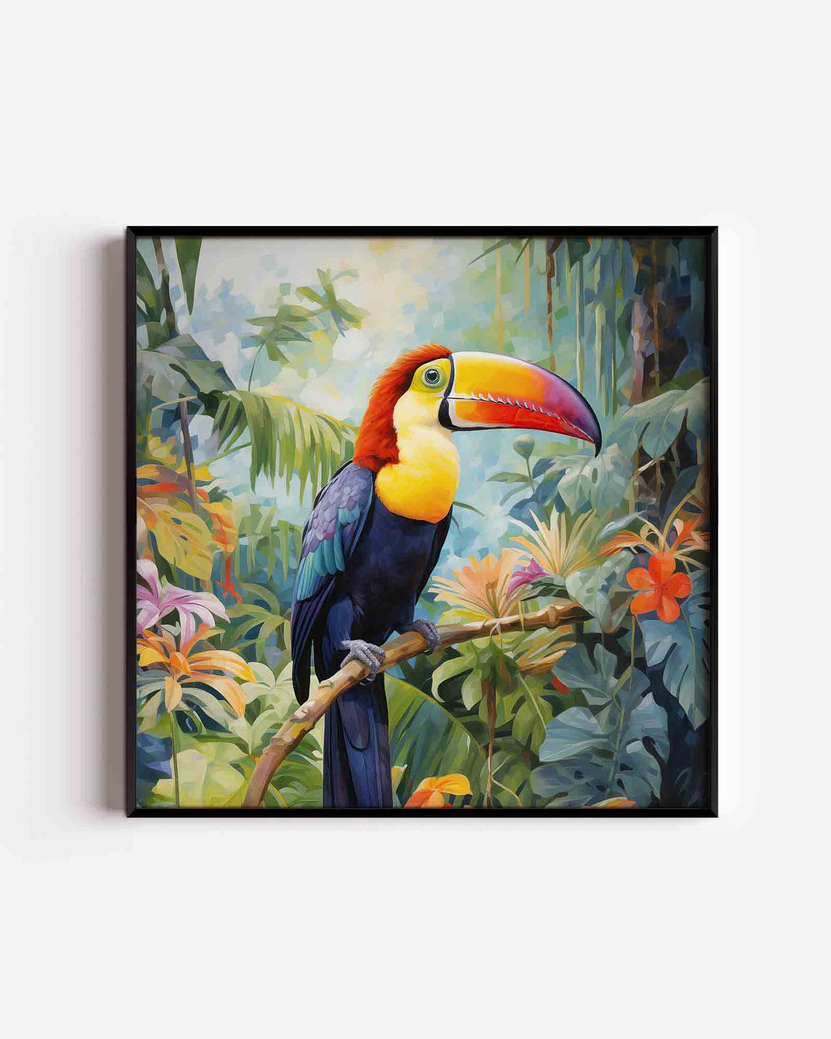 Toekan in jungle – jungle vierkante poster als wanddecoratie