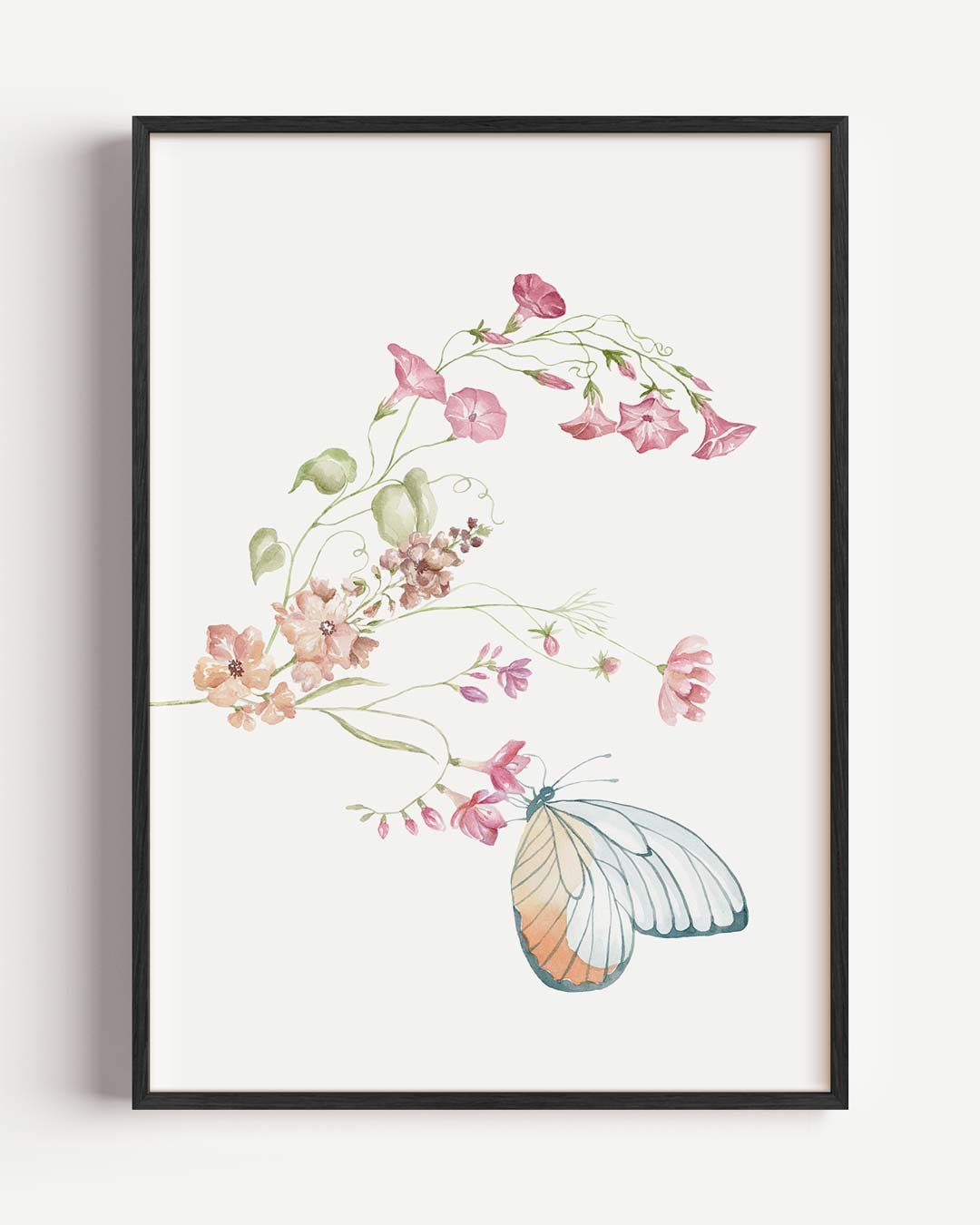 Vlinder en Bloemen Prachtposter – kids portret poster als wanddecoratie
