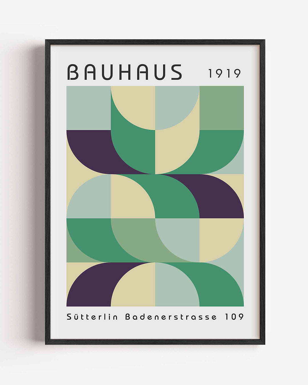 Vormritme en kleur – staande Bauhaus poster als wanddecoratie
