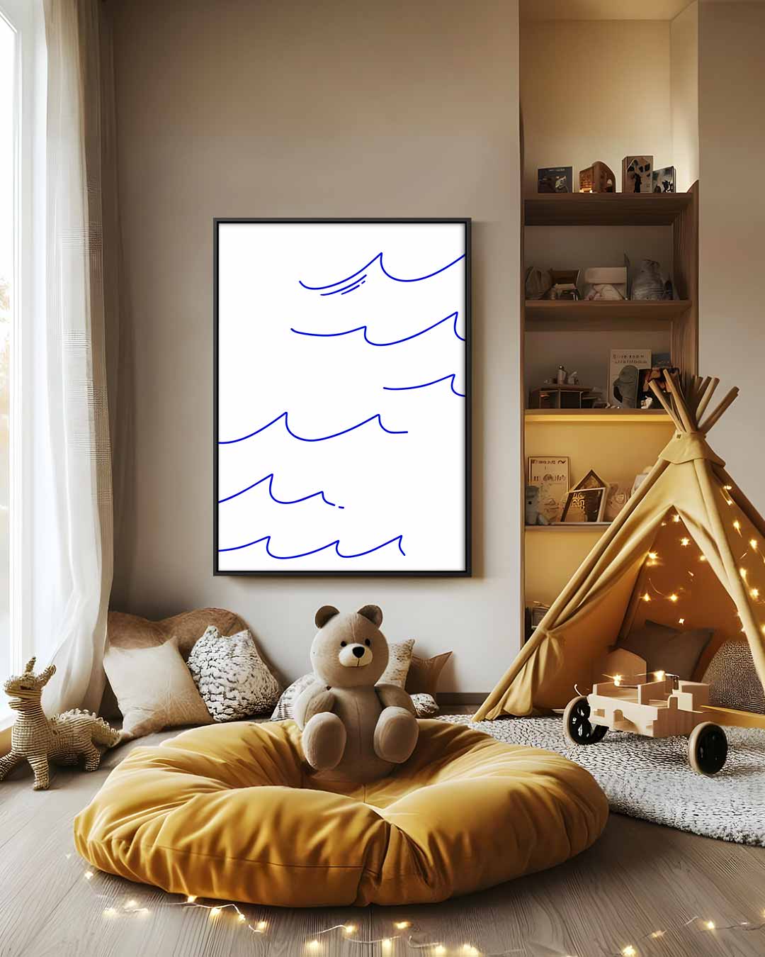 Blauwe Golven – canvas wanddecoratie in portret formaat