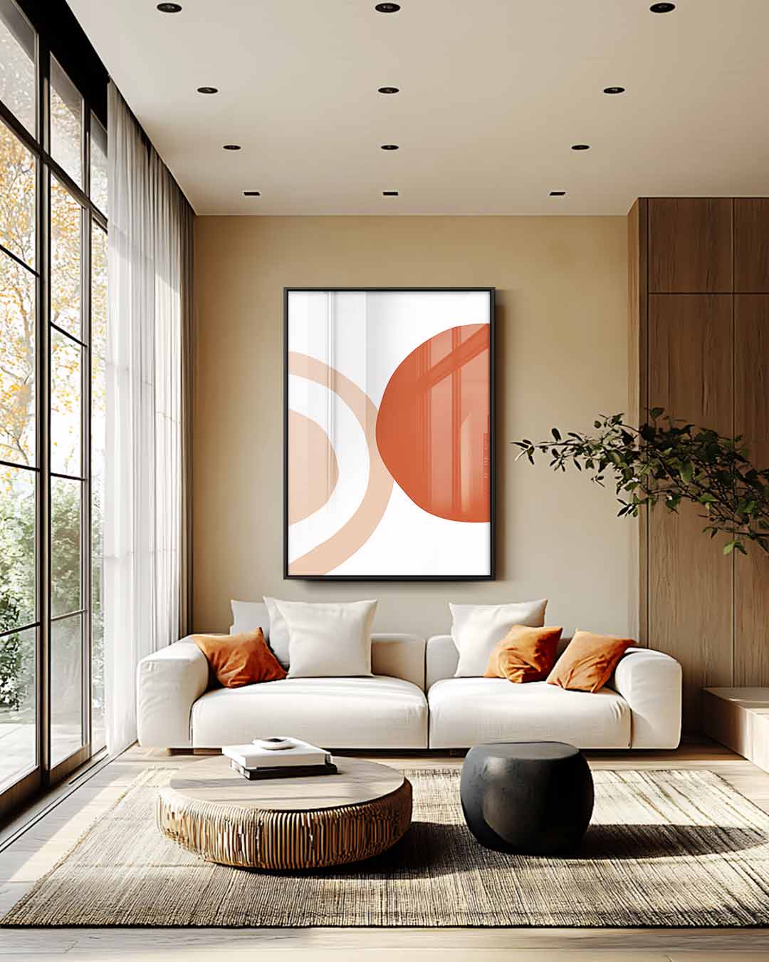 Abstracte Zonnekringen Canvas – canvas wanddecoratie in portret formaat