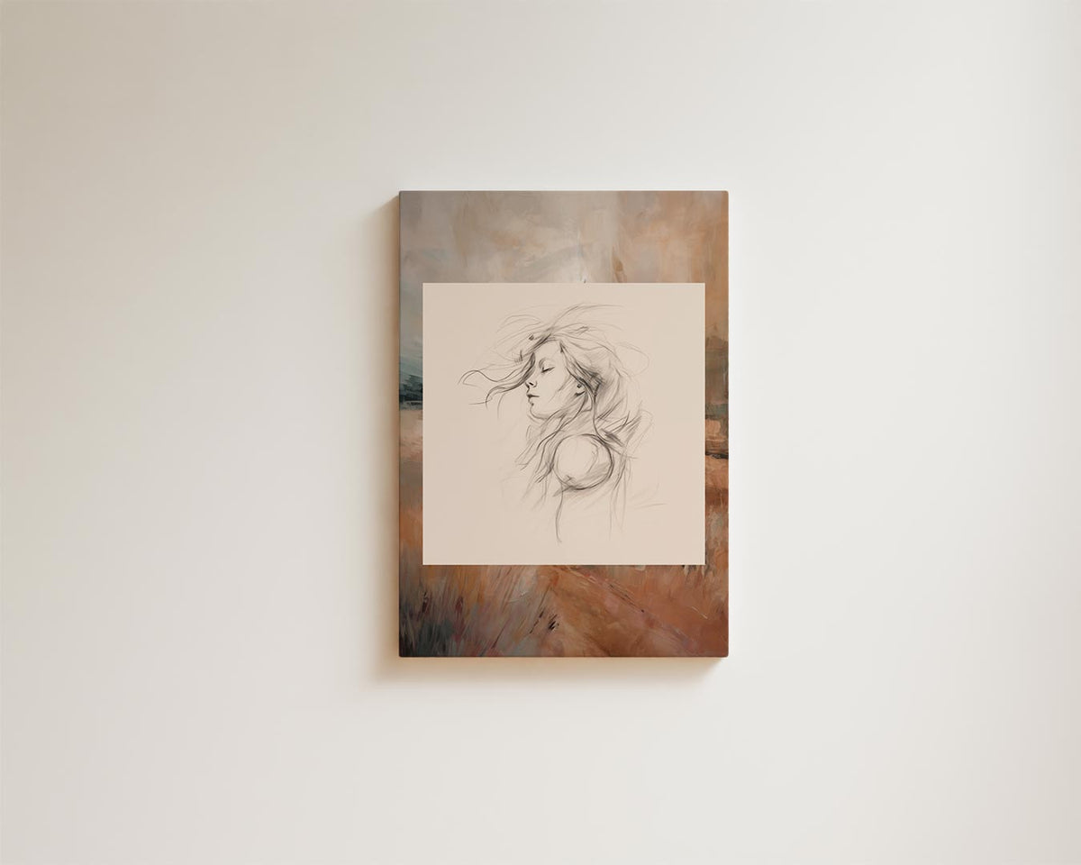Dromerig Portret – kunstwerk met zwarte baklijst