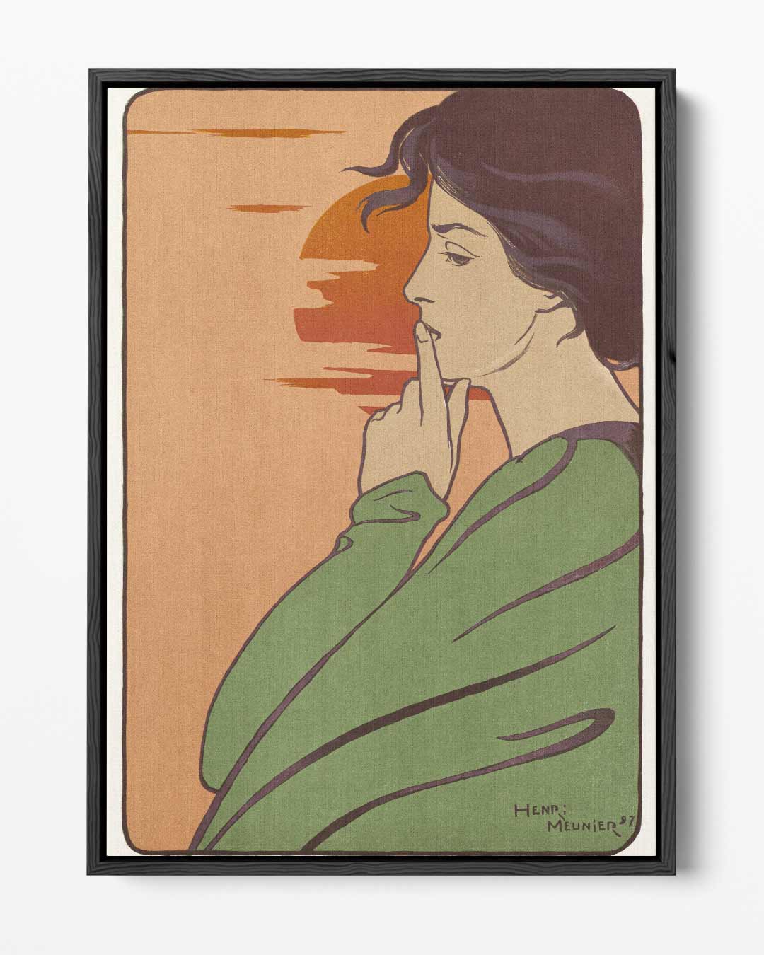 Retro Vrouwelijke Stilte – portret kunstwerk als wanddecoratie