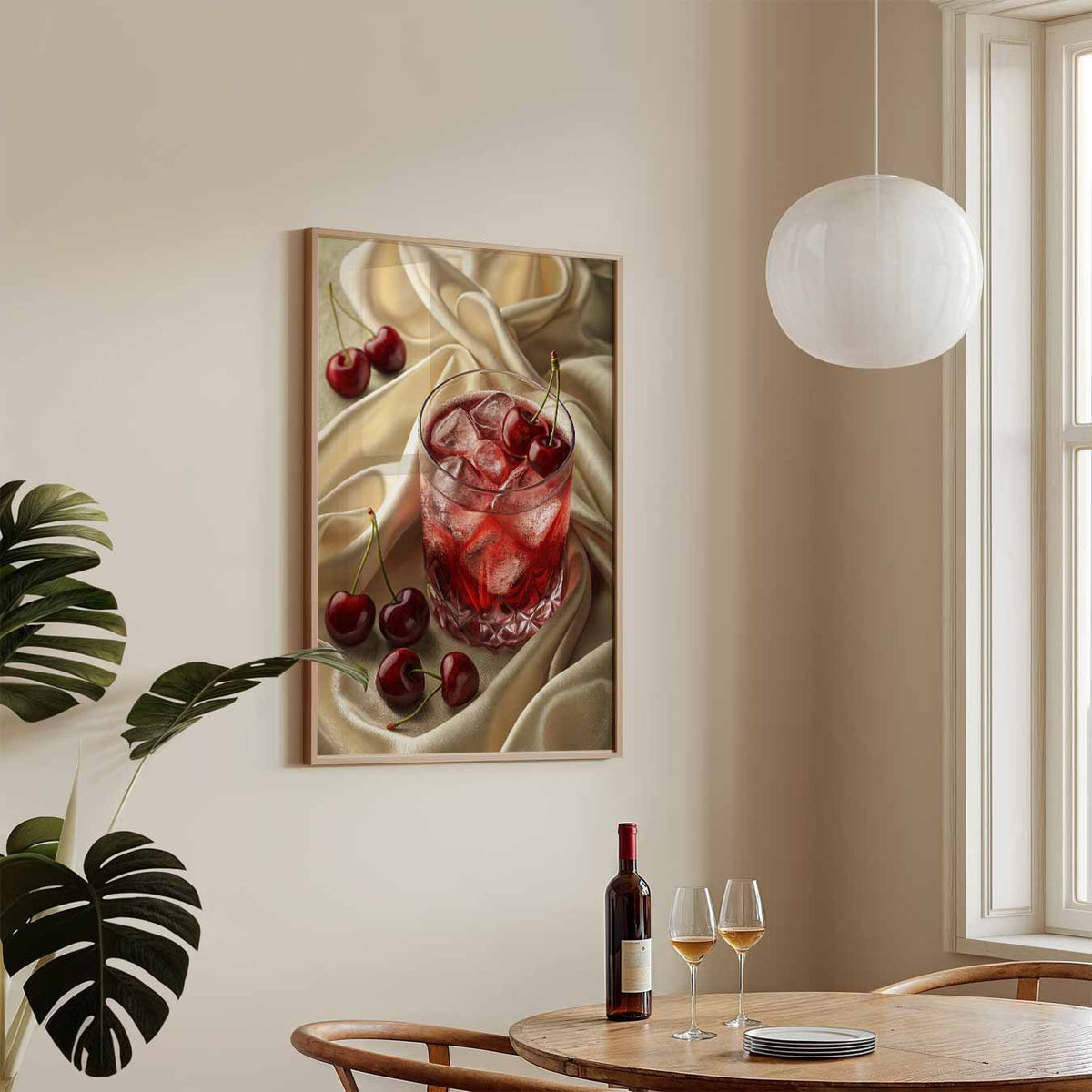 Luxe Kersen Mocktail – zomerse wandkunst als portret poster