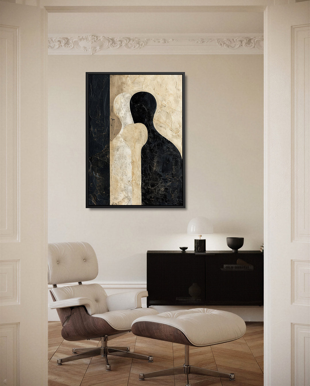 Tegenovergestelde silhouetten – moderne staande wandkunst