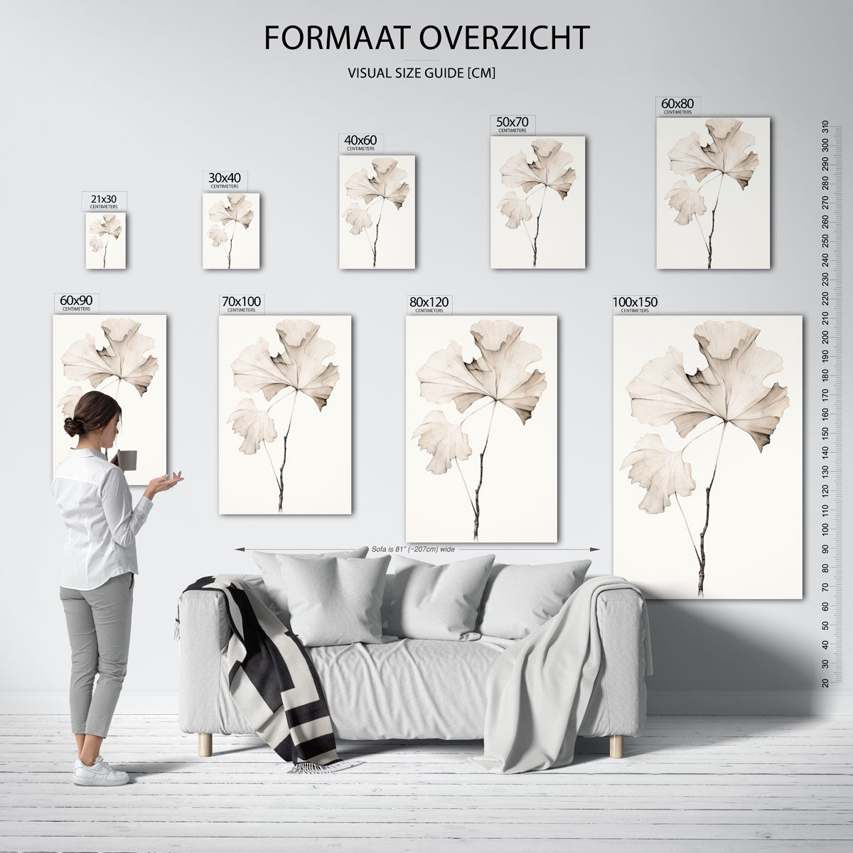 Ginkgo bladeren – staande muurposter met kunst en design
