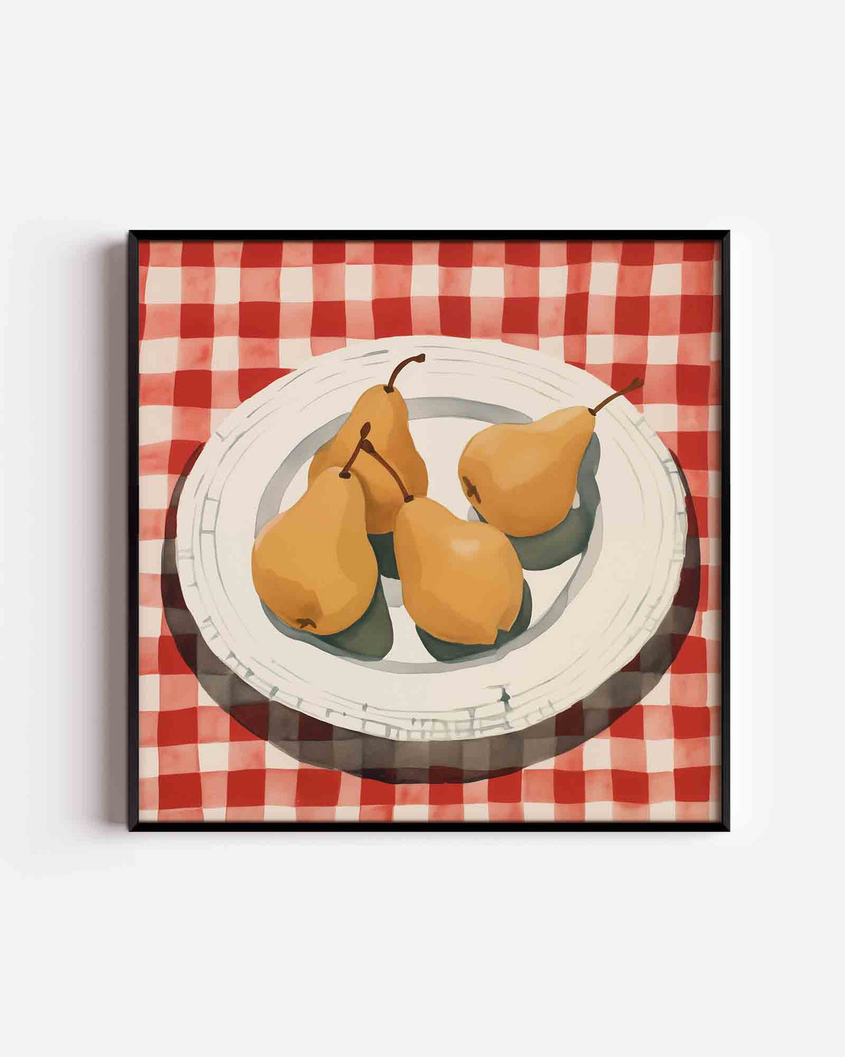 Peren op bord – keuken vierkante poster als wanddecoratie