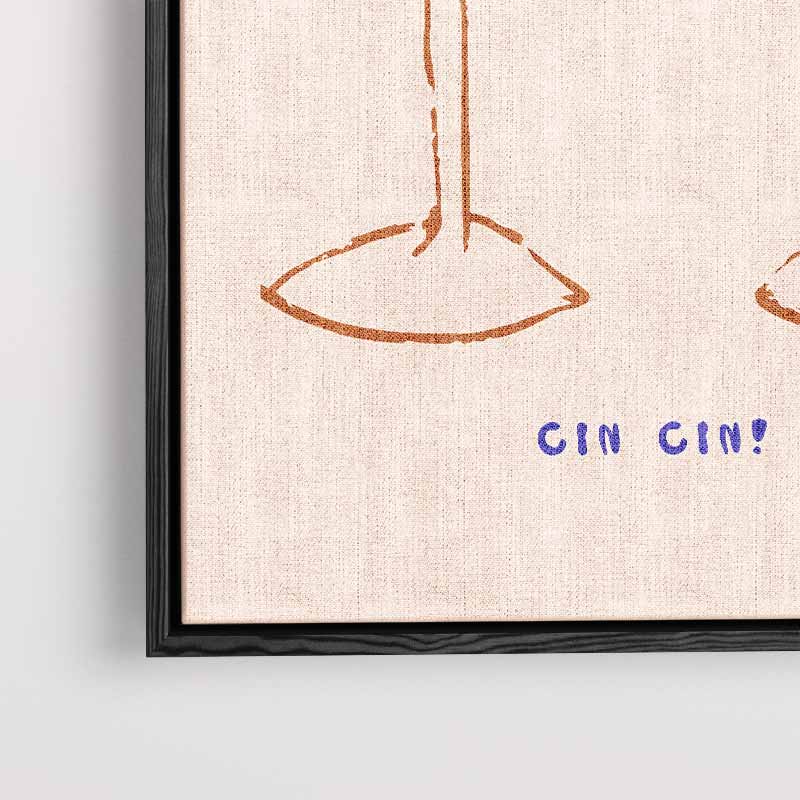 Proostende Wijnglazen Illustratie – modern portret kunstwerk van WallArtistic