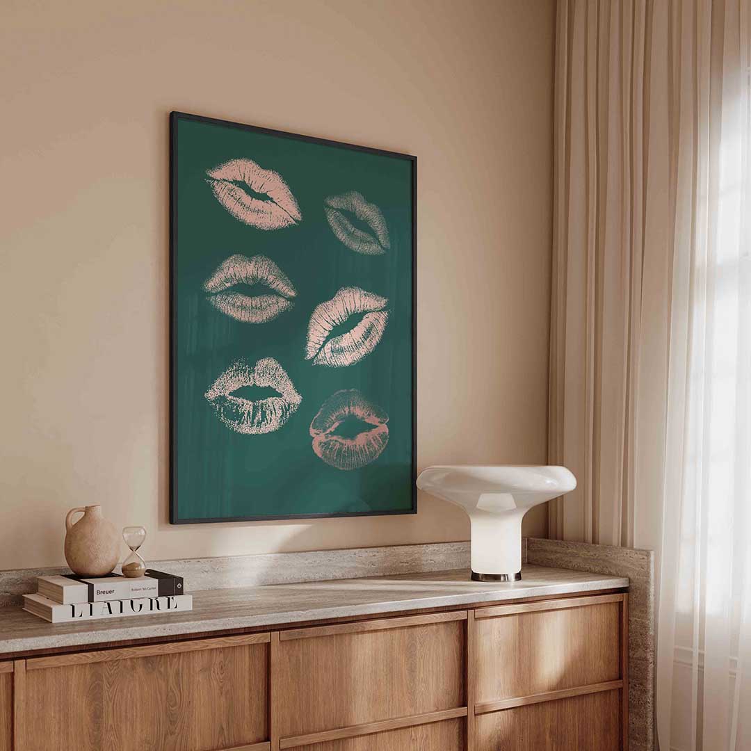 Lippenafdrukken – kleurrijke Pop Art poster in staand formaat