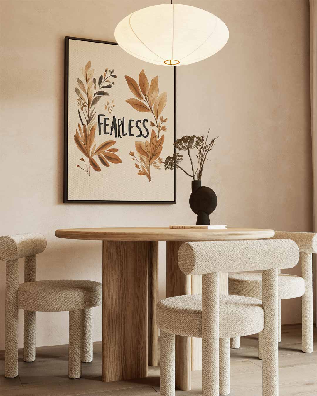 Fearless Botanical Kunstprint – kunstwerk met zwarte baklijst