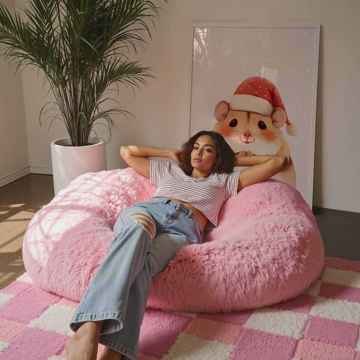 Schattige Kerst Hamster – staande kinderkamer wanddecoratie van WallArtistic