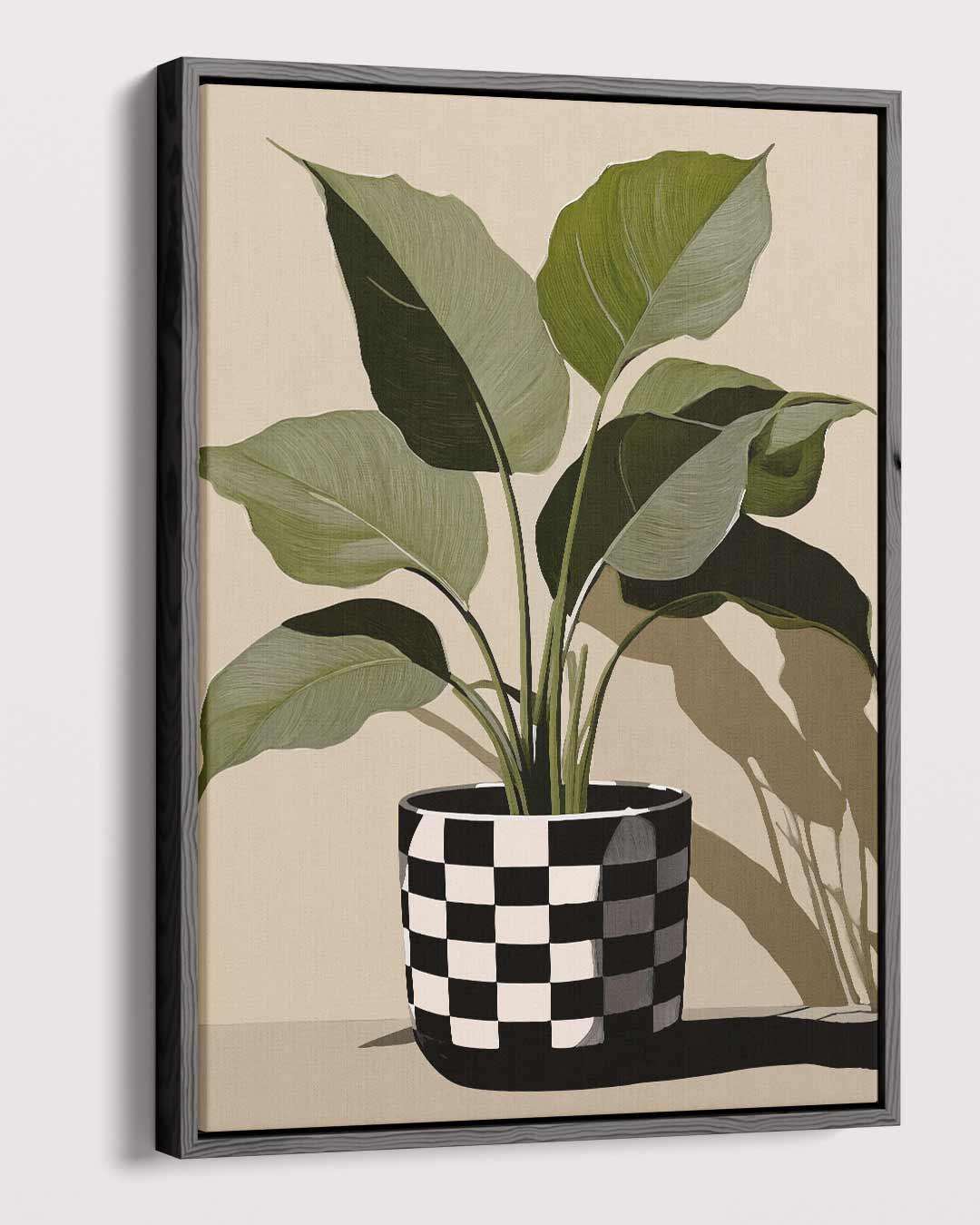 Checkered Plant Pot Art – dibond kunstwerk als wanddecoratie